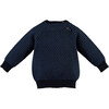 Striped Crew Neck Mixed-Tone Sweater, Navy - Sweaters - 2 - thumbnail