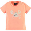 Crab Print Short Sleeve Tee Shirt, Fluorescent Orange - T-Shirts - 1 - thumbnail