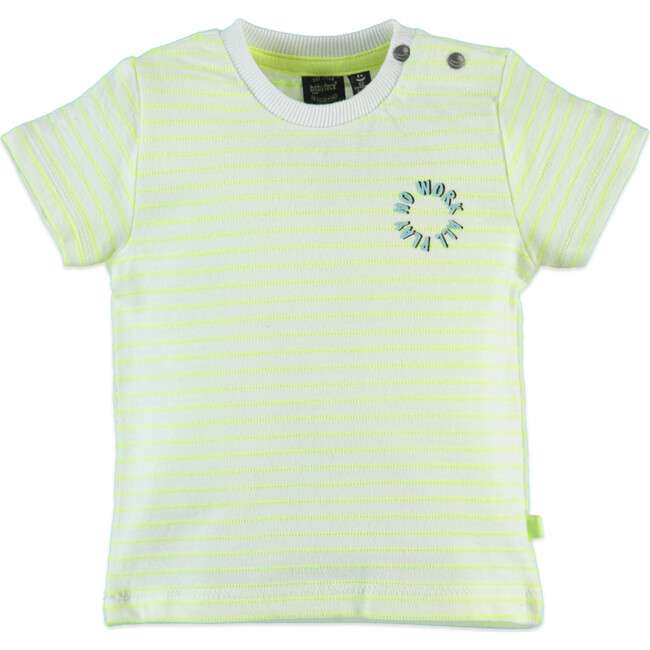 Striped Short Sleeve Tee Shirt, Neon Yellow