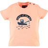 Boat Print Short Sleeve Tee Shirt, Fluorescent Orange - T-Shirts - 1 - thumbnail