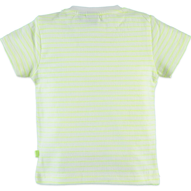 Striped Short Sleeve Tee Shirt, Neon Yellow - T-Shirts - 2