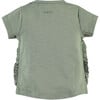 Print Short Sleeve Ruffle Tee Shirt, Army Green - T-Shirts - 2 - thumbnail