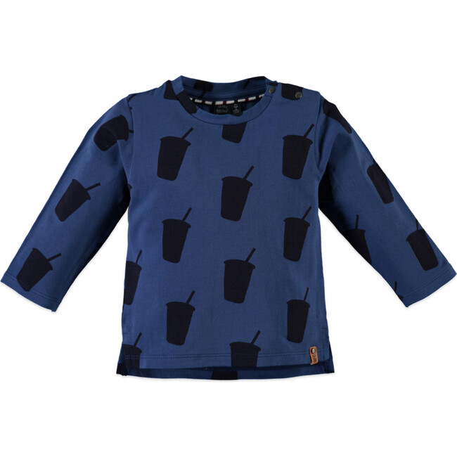 Long Sleeve Tee, Navy Soda Cup