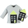 House Print Long Sleeve Tee Shirt, Light Grey - T-Shirts - 3