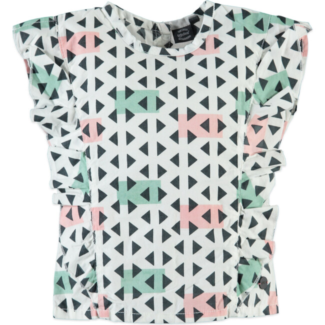 Geometric Ruffle Top, Crème