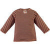 Striped Long Sleeve Tee Shirt, Salmon - T-Shirts - 2 - thumbnail