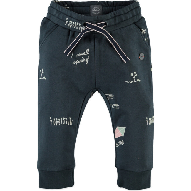 All-Over Kites Print Drawstring Sweatpants, Antra Blue