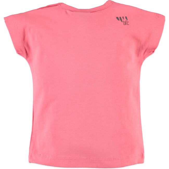 Monochromatic Elephant Lion Giraffe Print Tee Shirt, Coral Pink - T-Shirts - 2