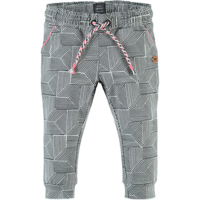 Abstract Geometric Print Drawstring Waistband Joggers, Grey - Sweatpants - 1