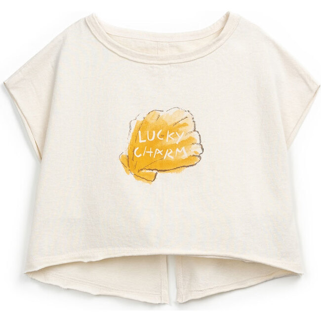 Lucky Charm Clam Print Crop Top, Cream