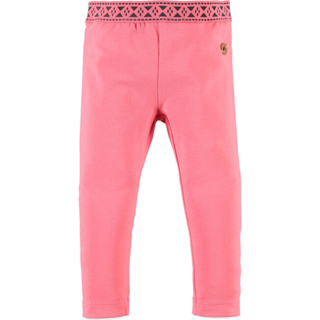 Abstract Pattern Waistband Legging, Coral Pink