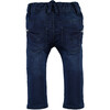 Front Pocket Elastic Waistband Denim Pants, Dark Blue - Jeans - 2