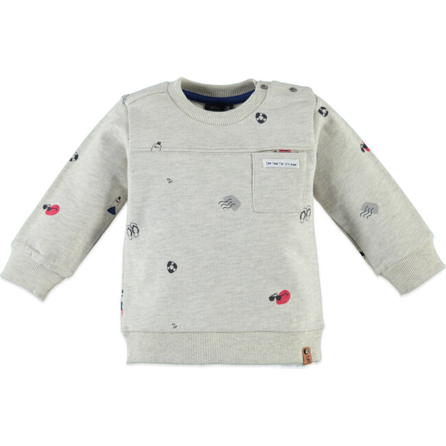 All-Over Sea Lifesavers Crew Neck Pullover Sweatshirt, Cool Grey