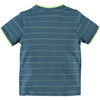 Striped V-Neck Short Sleeve Tee Shirt, Lake Teal - T-Shirts - 2
