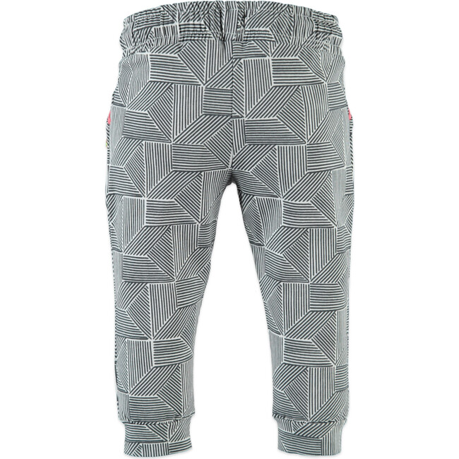 Abstract Geometric Print Drawstring Waistband Joggers, Grey - Sweatpants - 2