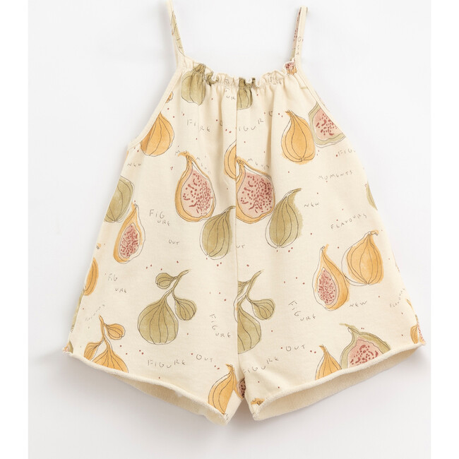All-Over Fig Graphic Ruffle Short Romper, White - Rompers - 1