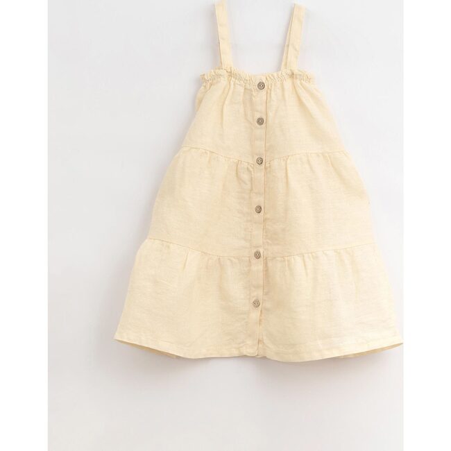 Linen Ruffle Top Tiered Dress, Cream
