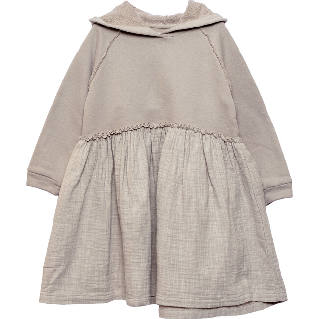 Hoodie Dress, Oatmeal - Dresses - 1