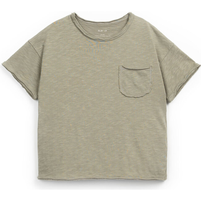 Short Sleeve Raw Edged Hem T-Shirt, Olive