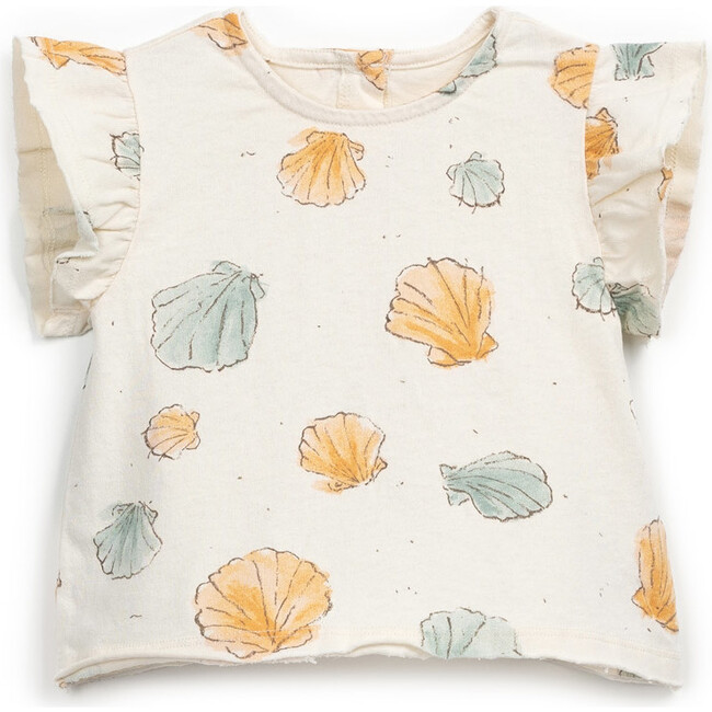All-Over Clam Shell Print Short Sleeve T-Shirt, Cream