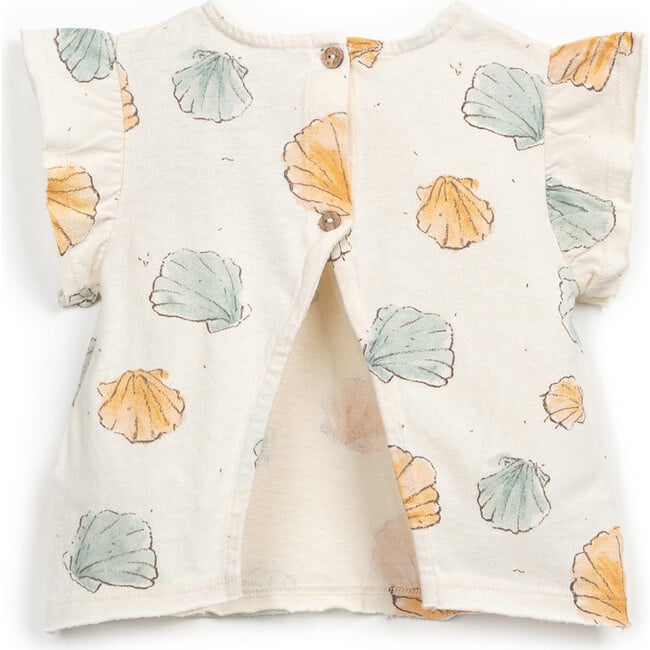All-Over Clam Shell Print Short Sleeve T-Shirt, Cream