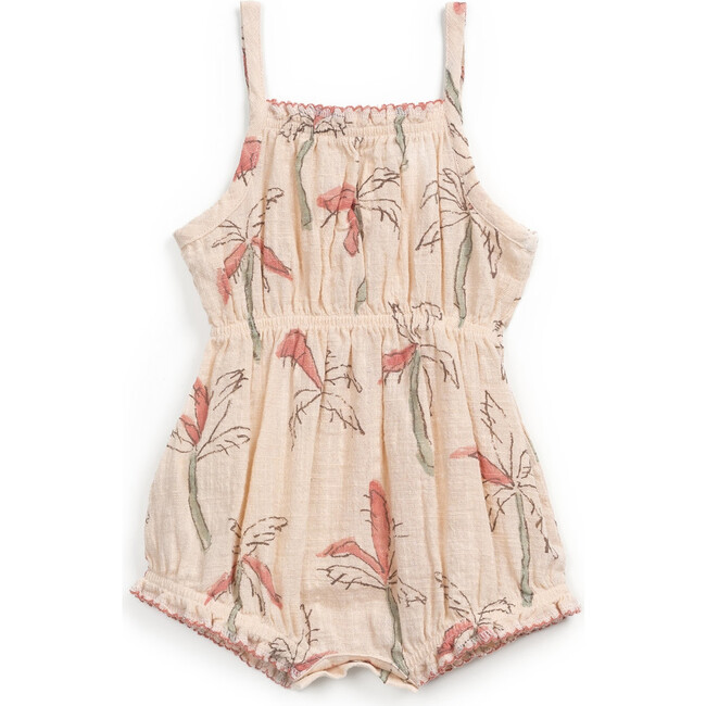 All-Over Palm Tree Print Playsuit, Beige & Multicolors