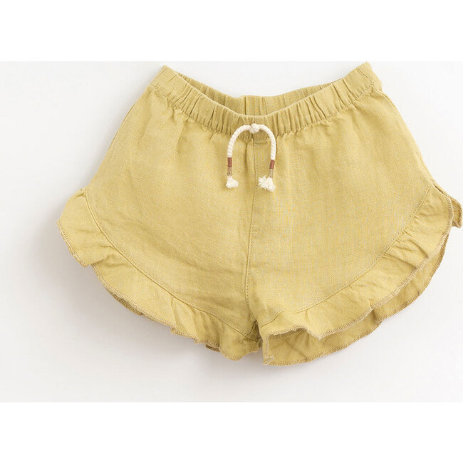 Ruffle Edge Drawstring Shorts, Green