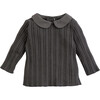 Knit Collared Shirt, Black - Shirts - 1 - thumbnail