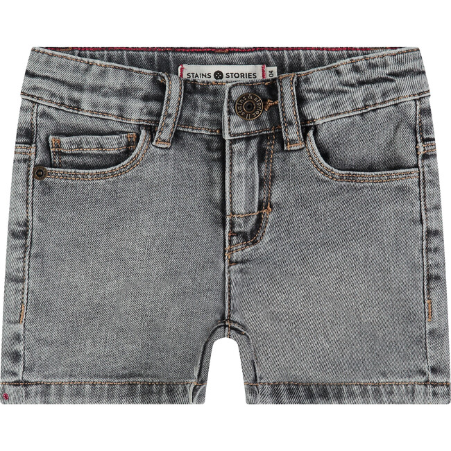 Denim Shorts, Grey - Shorts - 1