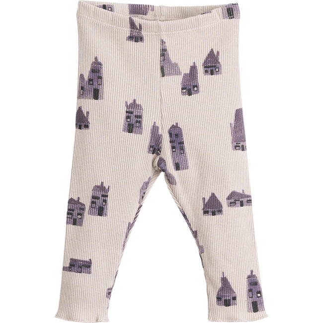 Knit Printed Pants, Mauve and Purple - Pants - 1