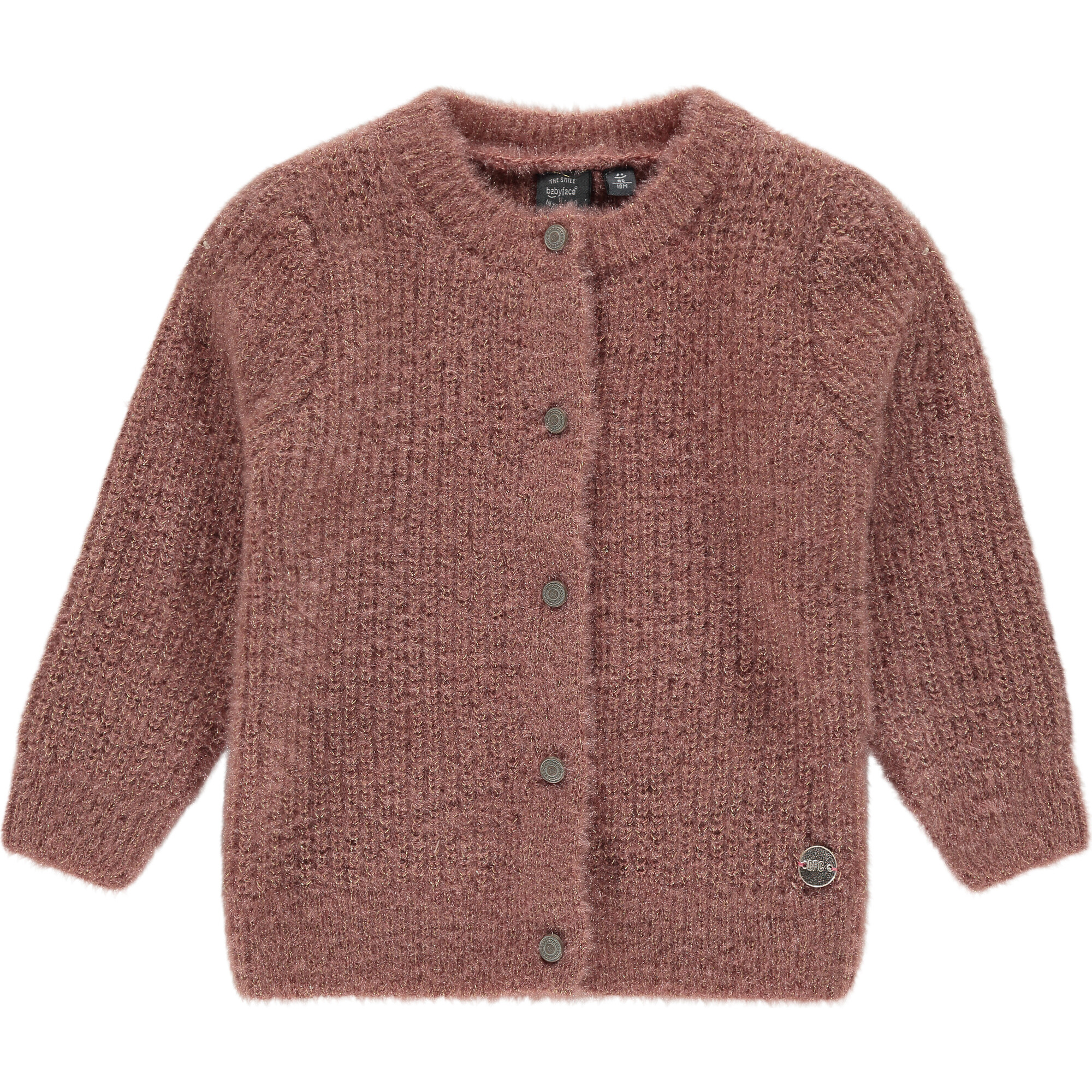 Fuzzy Button Up Cardigan, Mauve - Cardigans - 1