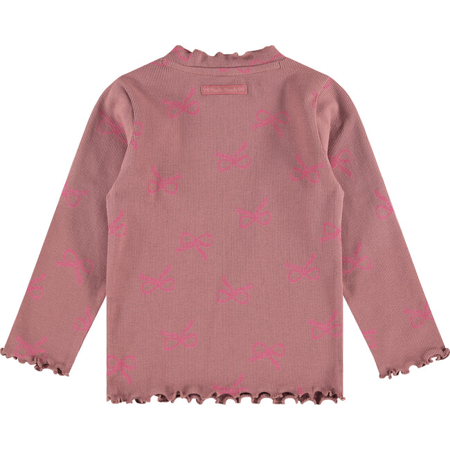 Long Sleeve Tee Shirt, Bow Print - T-Shirts - 2