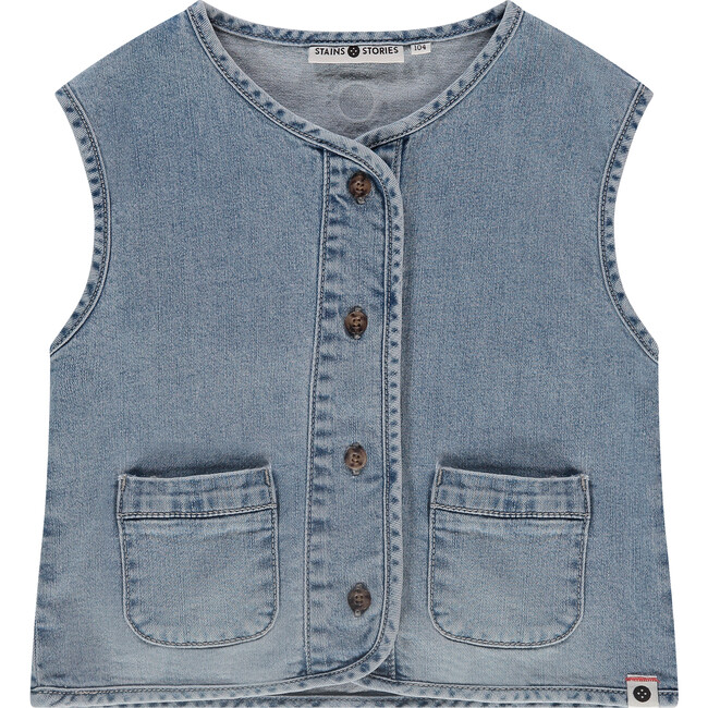 Denim Vest, Blue Denim - Vests - 1