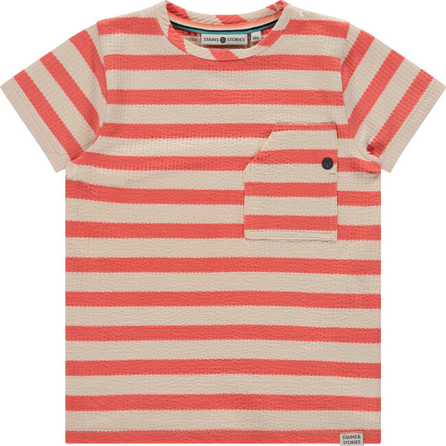 Striped T-Shirt, Grapefruit Stripes - T-Shirts - 1