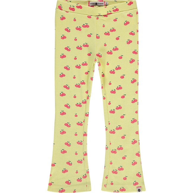 Cherry Printed Flared Leggings,Yellow