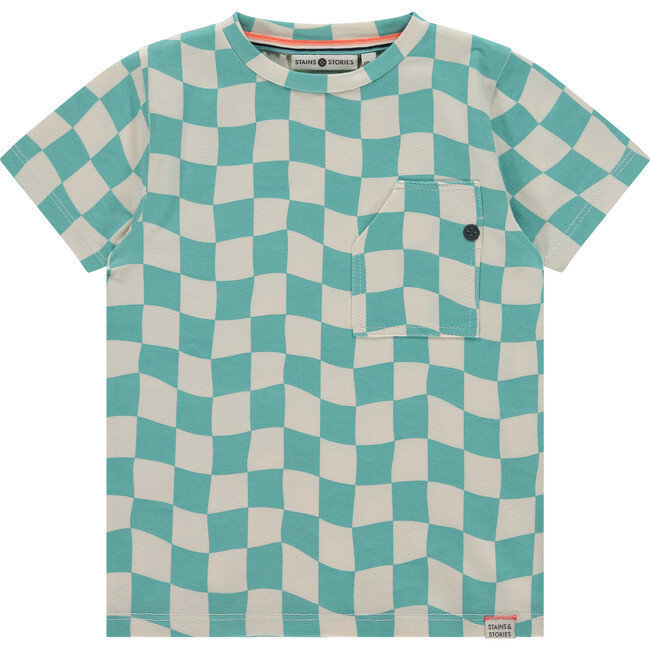Checkered T-Shirt,Turquoise - T-Shirts - 1
