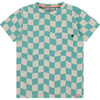 Checkered T-Shirt,Turquoise - T-Shirts - 1 - thumbnail