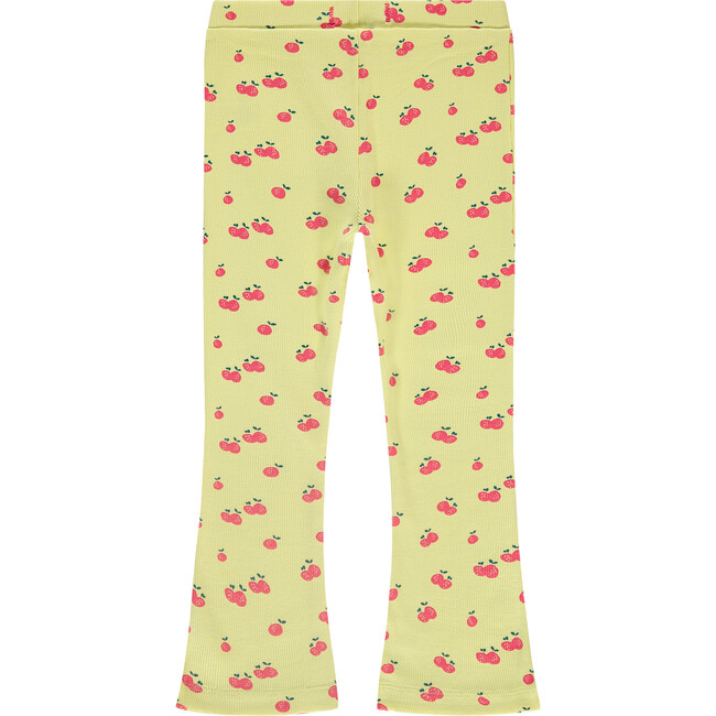 Cherry Printed Flared Leggings,Yellow