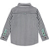 Striped Button Up Shirt, Dark Royal Stripes - Shirts - 2