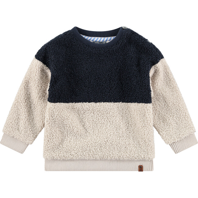 Fuzzy Sweater, Navy and Cream
