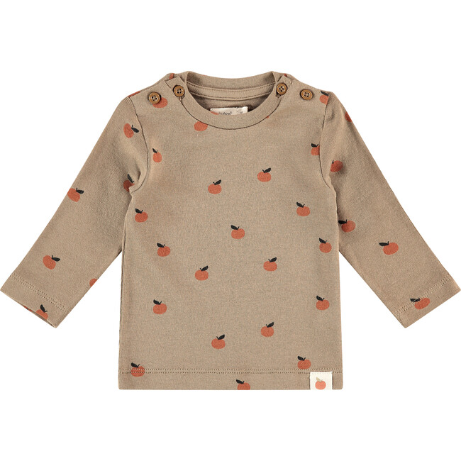 Long Sleeve Tee Shirt, Olive Tangerine Print