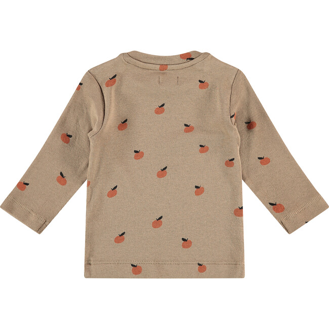 Long Sleeve Tee Shirt, Olive Tangerine Print - T-Shirts - 2