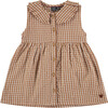 Gingham Sleeveless Dress, Brown - Dresses - 1 - thumbnail