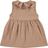 Gingham Sleeveless Dress, Brown - Dresses - 2