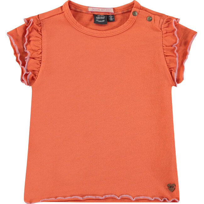 Double Lettuce Edge Sleeve T-Shirt, Grapefruit