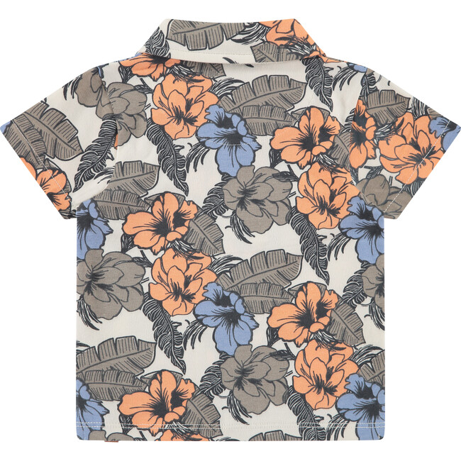 Hawaiian Print Button Up Short Sleeve Top, Print
