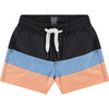 Drawstring Waist Swim Trunks, Smoke - Swim Trunks - 1 - thumbnail