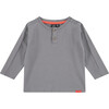 Long Sleeve Textured Henley Shirt, Ash - Shirts - 1 - thumbnail