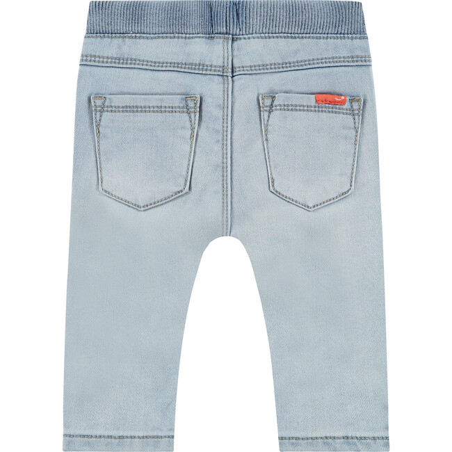 Elastic Waistband Drawstring Jeans, Light Blue Denim - Jeans - 2