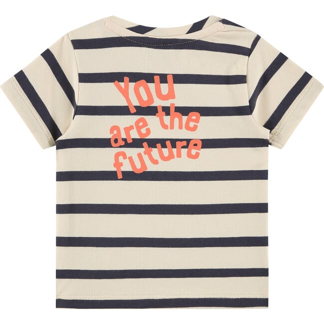 "You Are The Future" Graphic Print Striped T-Shirt, Chalk - T-Shirts - 2